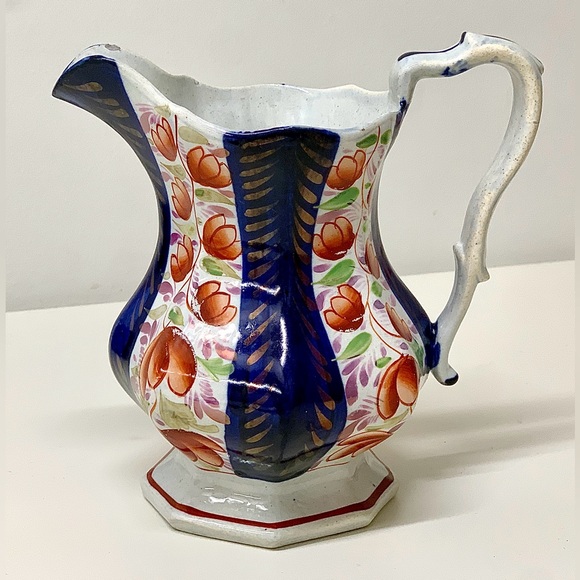 19th Century Vintage Gaudy Welsh Glamorgan Octagonal Soft Paste Pitcher Jug - Picture 9 of 16